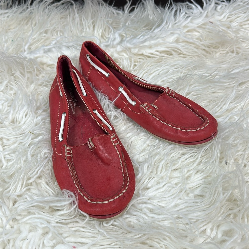 Red boat shoes loafers dock shoes